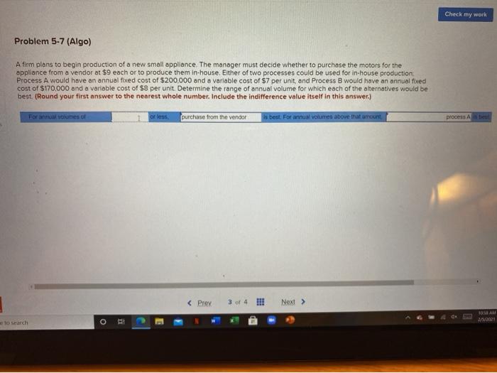 I need help please Check my work Problem 5-7
