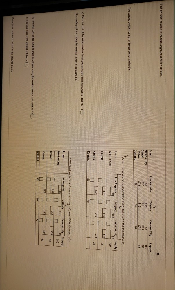 Find an initial solution to the following
