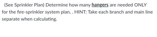 (See Sprinkler Plan) Determine how many hangers
