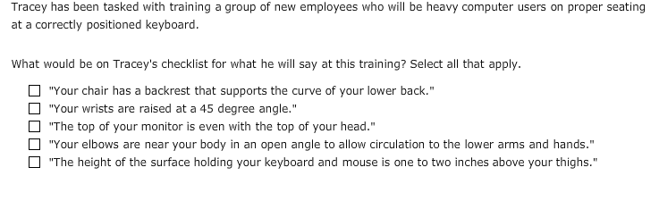 Tracey has been tasked with training a group of