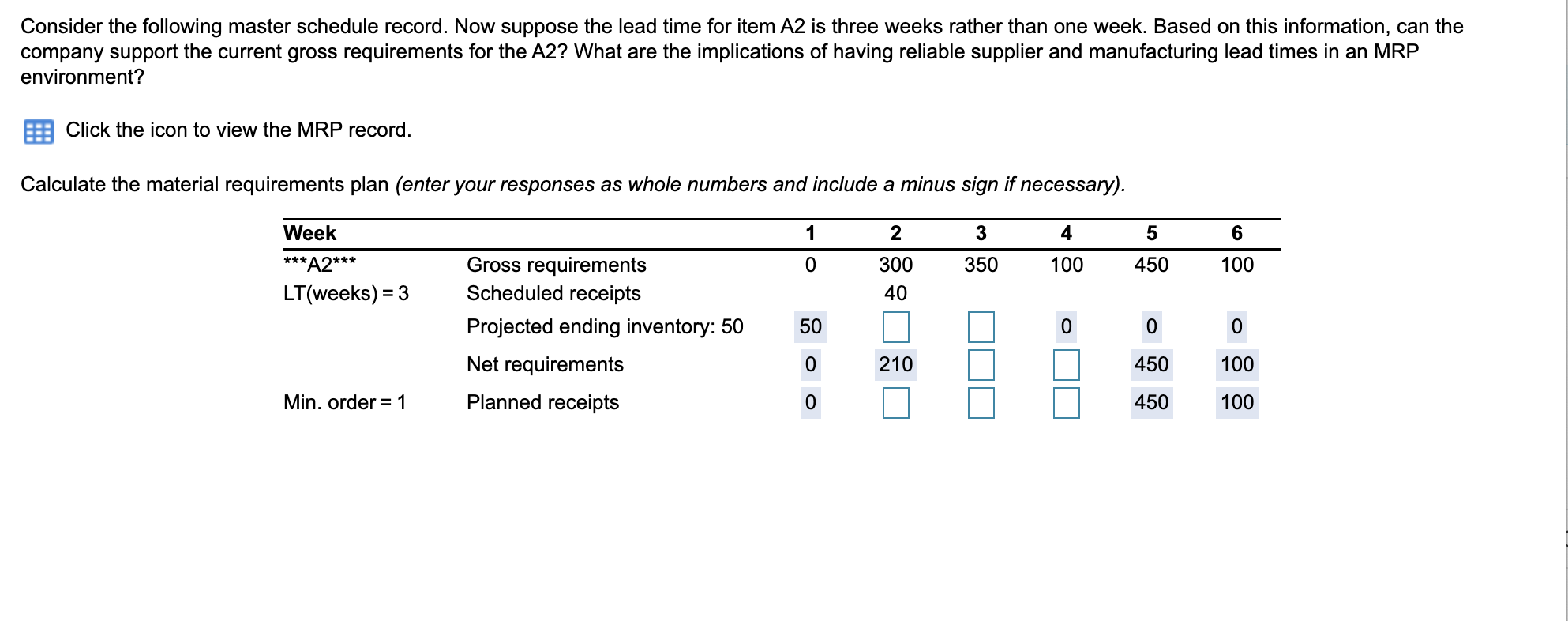Question 1) **Please also find planned orders (it