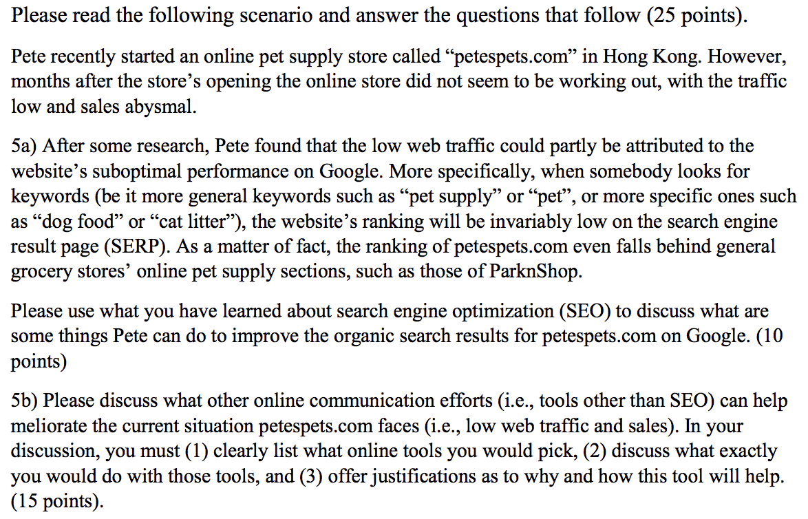 Please read the following scenario and answer the