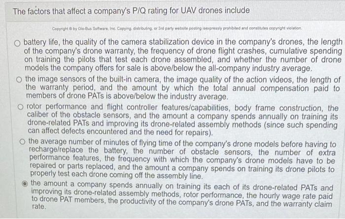 The factors that affect a company's P/Q rating