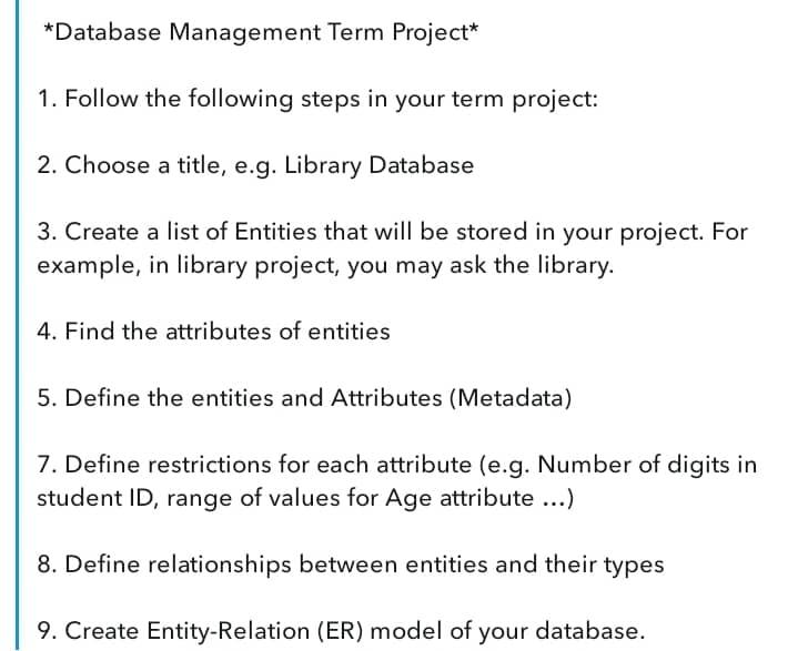 *Database Management Term Project* 1. Follow the