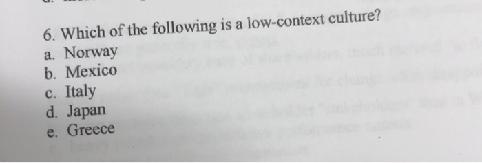 6. Which of the following is a low-context
