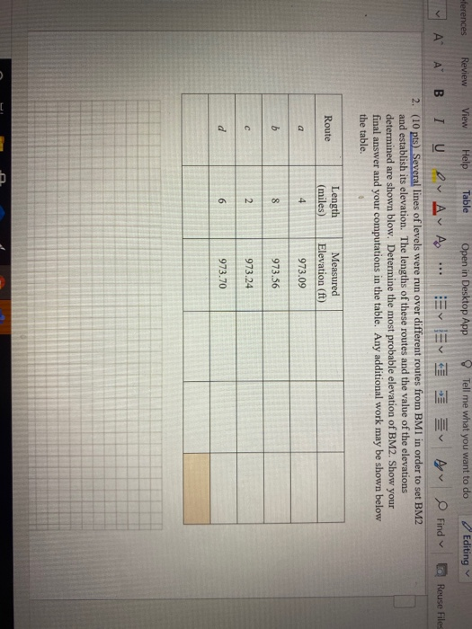 1. (10 pts) A closed level loop of differential