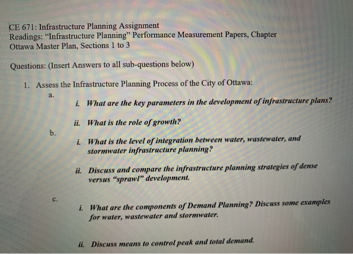 CE 671: Infrastructure Planning Assignment