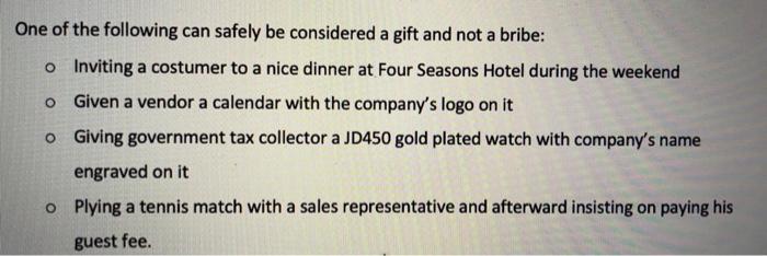 O One of the following can safely be considered a