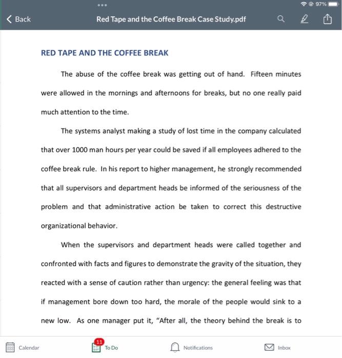 Case Study Journal 2: Red Tape and the Coffee
