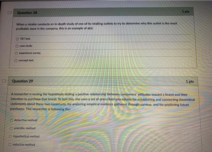 Question 28 1 pts When a retailer conducts an
