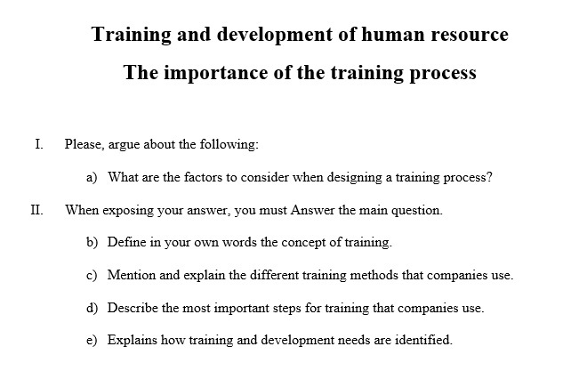 Can you help with the importance of the training
