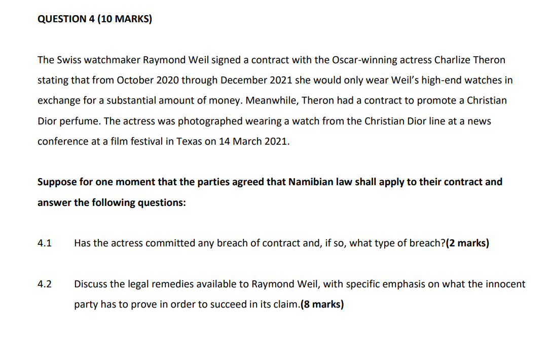 QUESTION 4 (10 MARKS) The Swiss watchmaker