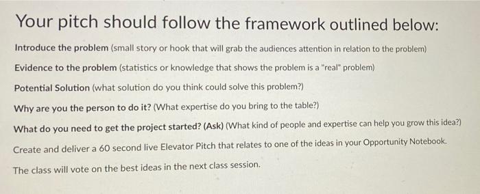 an example plz Your pitch should follow the