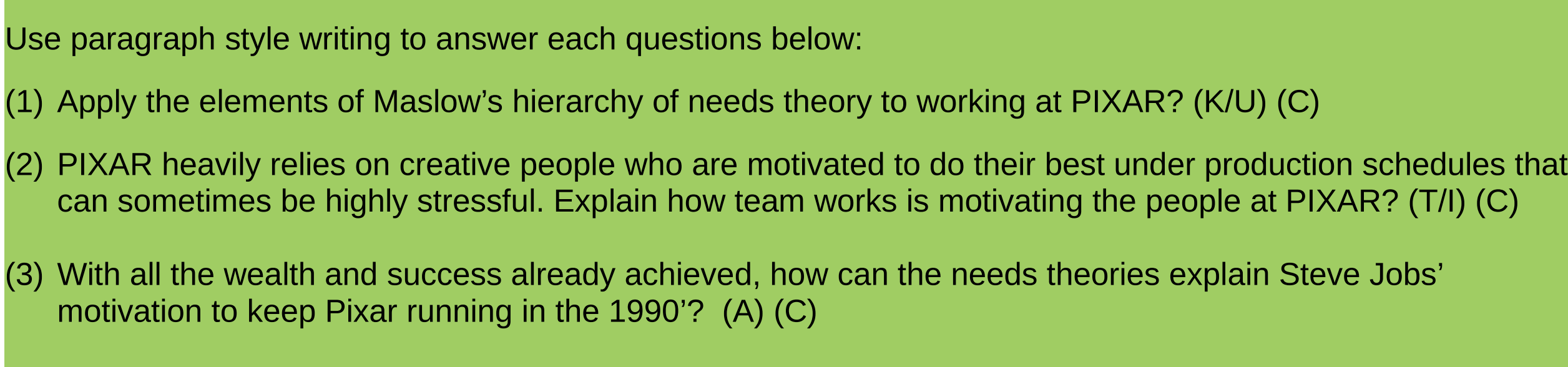 Answer all questions using your own words. Any