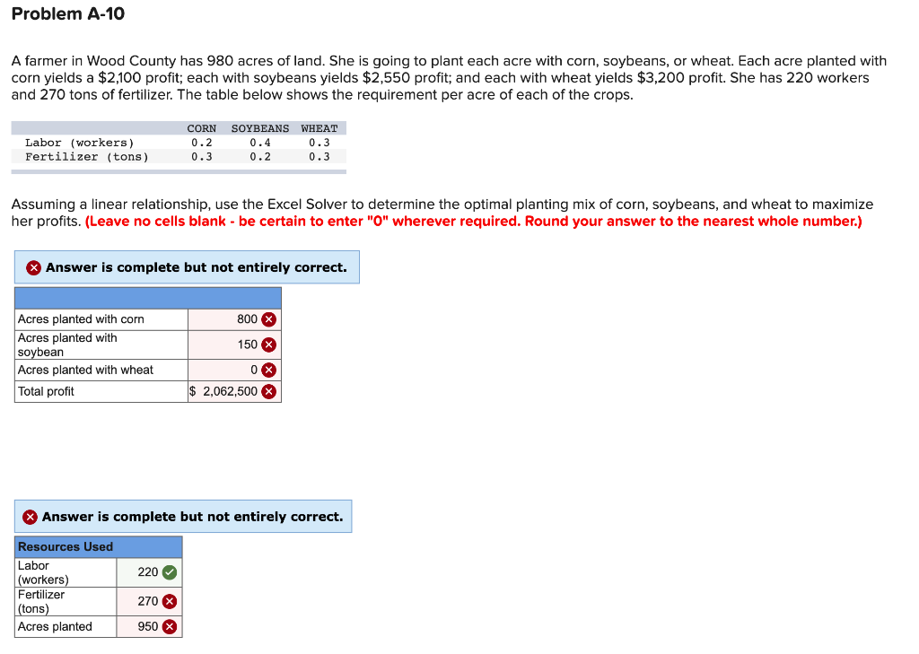 Problem A-10 A farmer in Wood County has 980