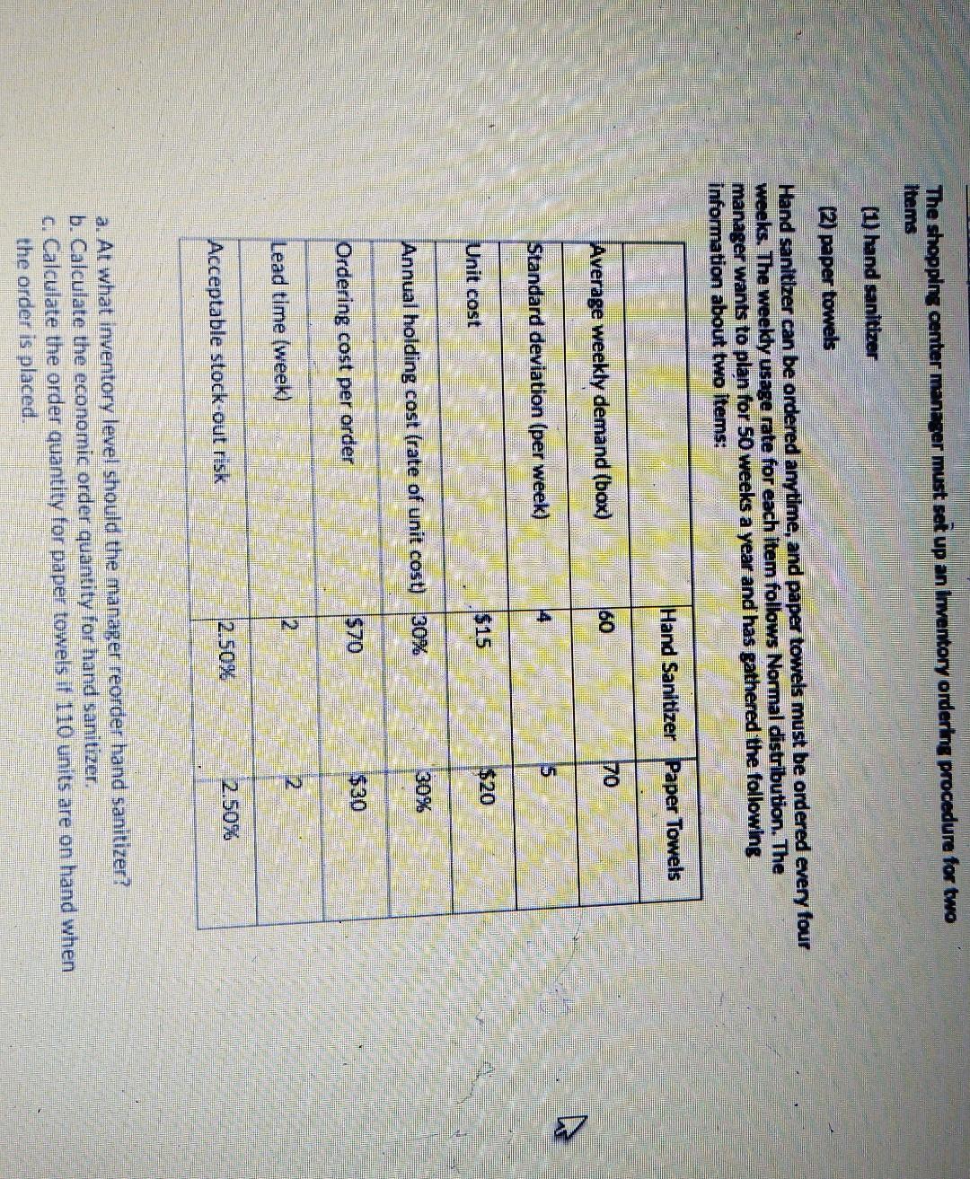 answer this urgently The shopping center manager