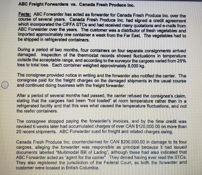 ABC Freight Forwarders vs. Canada Fresh Produce