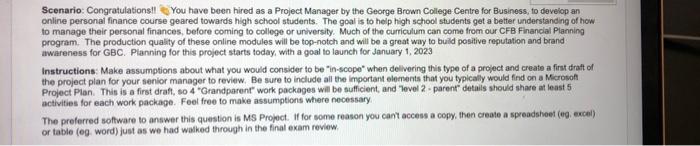 Please create a ms project, or word project, or