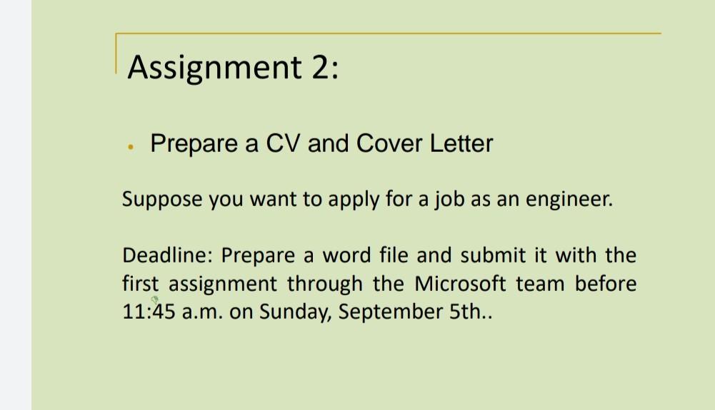 Assignment 2: Prepare a CV and Cover Letter