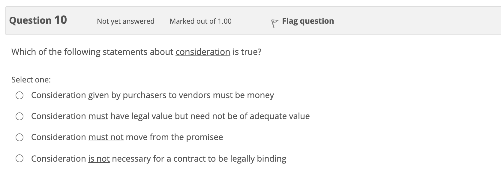 Question 10 Not yet answered Marked out of 1.00 p