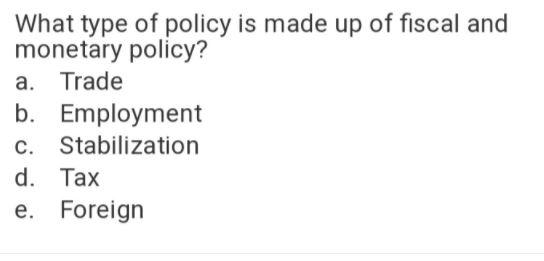 What type of policy is made up of fiscal and