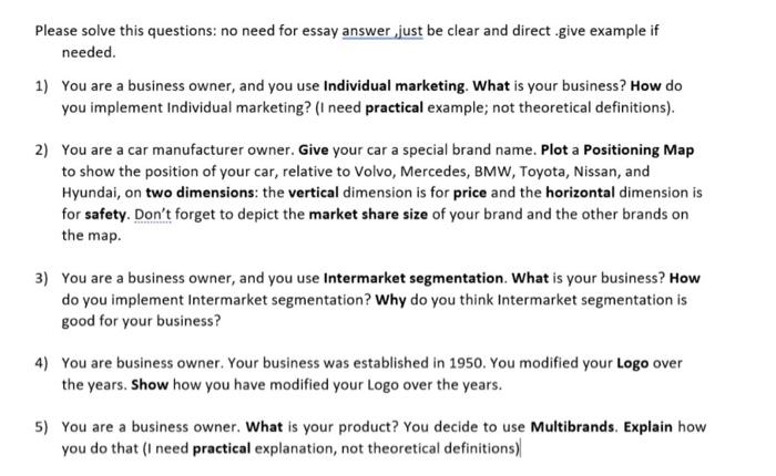 Please solve this questions: no need for essay