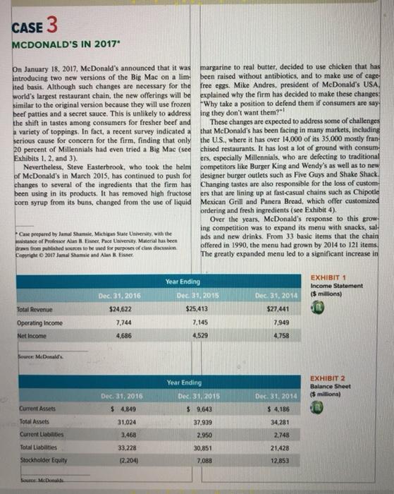 Conduct a SWOT analysis CASE 3 MCDONALD'S IN