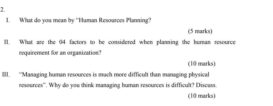 2. I. What do you mean by "Human Resources