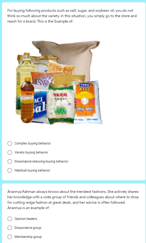 For buying following products such as salt,