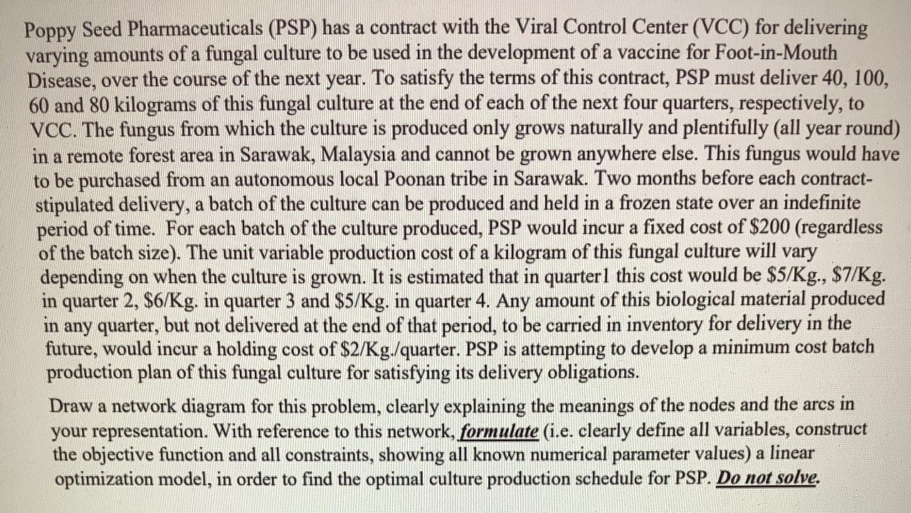 Poppy Seed Pharmaceuticals (PSP) has a contract
