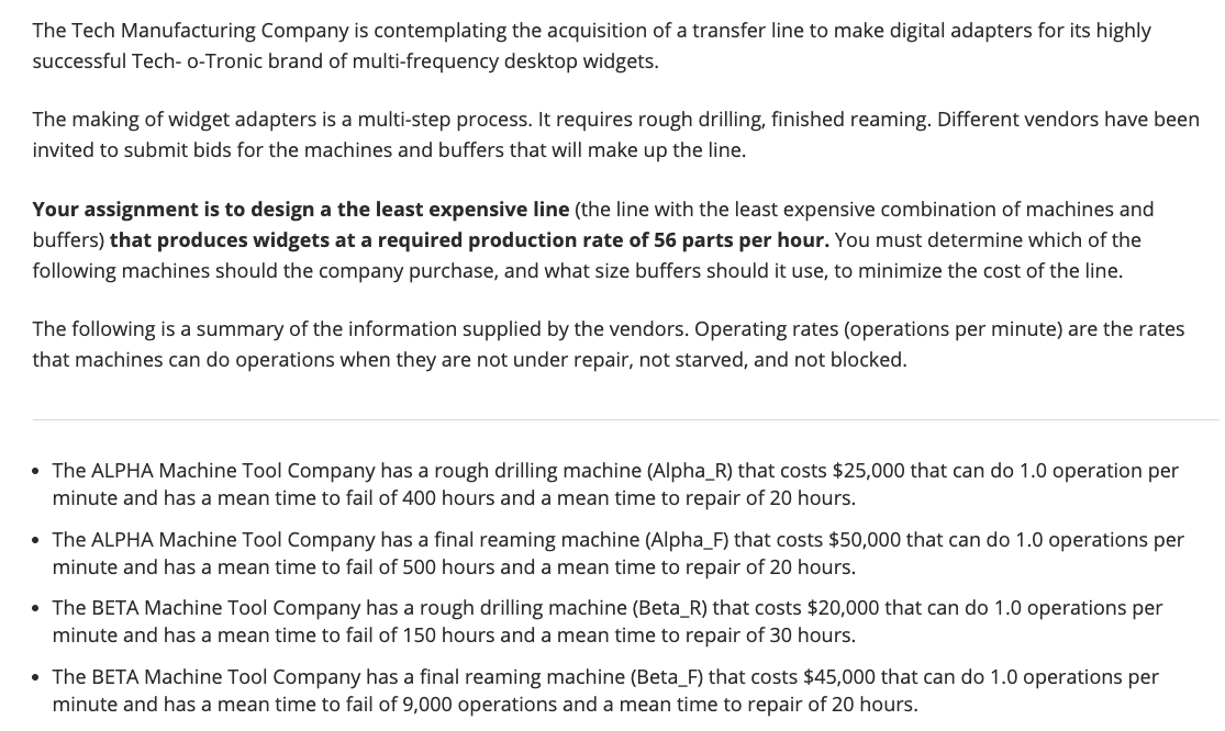 The Tech Manufacturing Company is contemplating