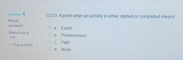 4 CLO3 A point when an activity is either started