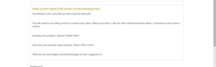 Write a short report (200 words) on the following