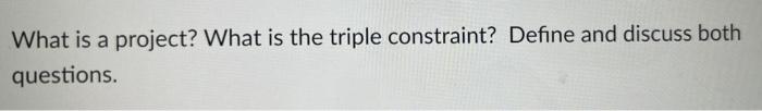 write abt 100 words What is a project? What is