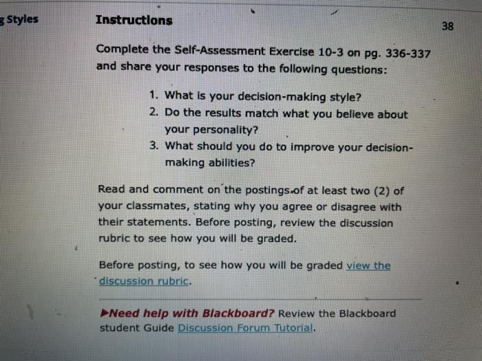 3 Styles Instructions 38 Complete the