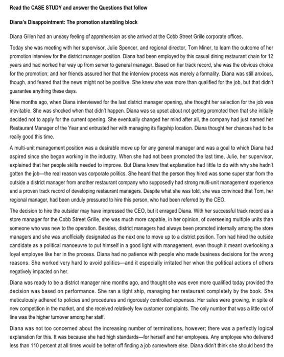 Read the CASE STUDY and answer the Questions that