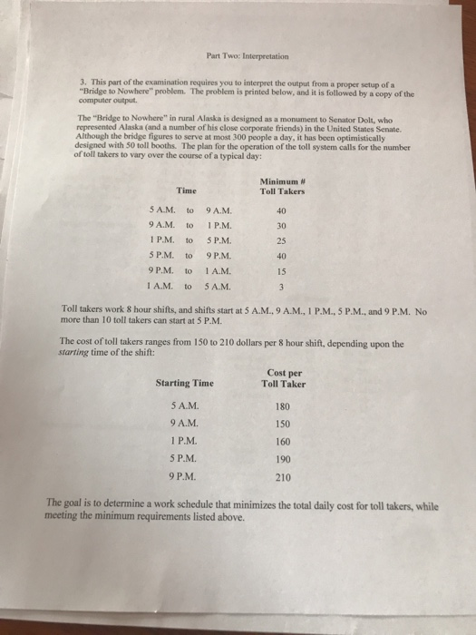 please show work Part Two: Interpretation 3. This