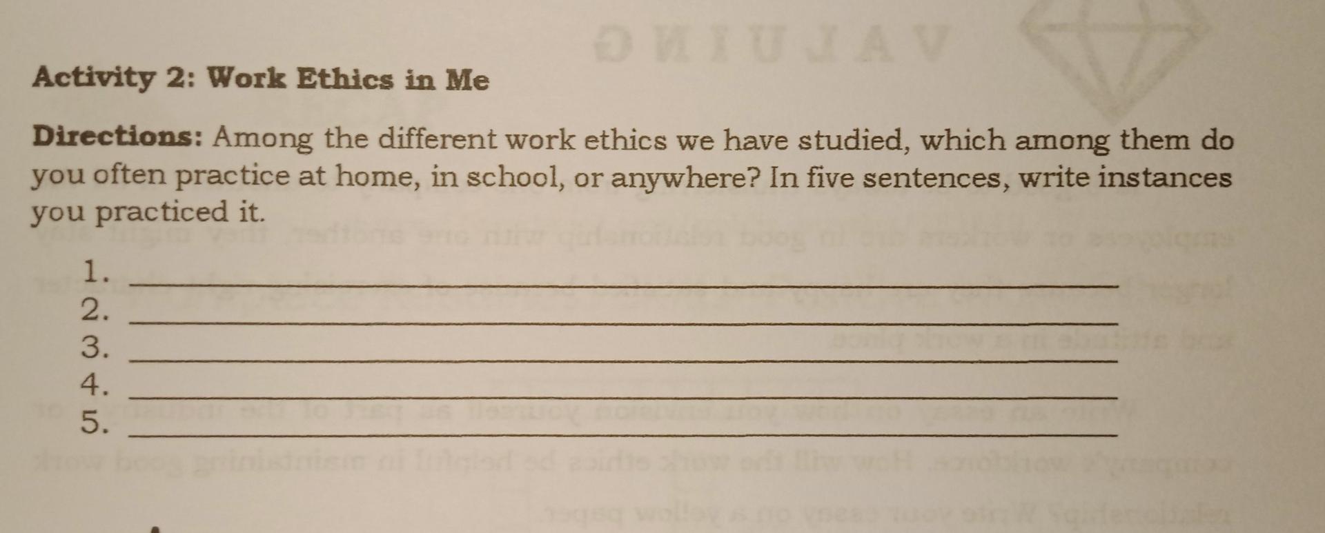 Subject:work immersion answer activity 1 and 2