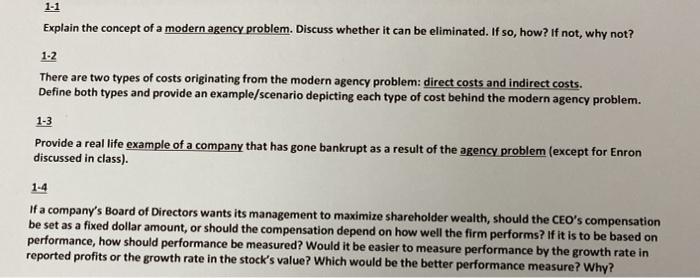 1.1 Explain the concept of a modern agency