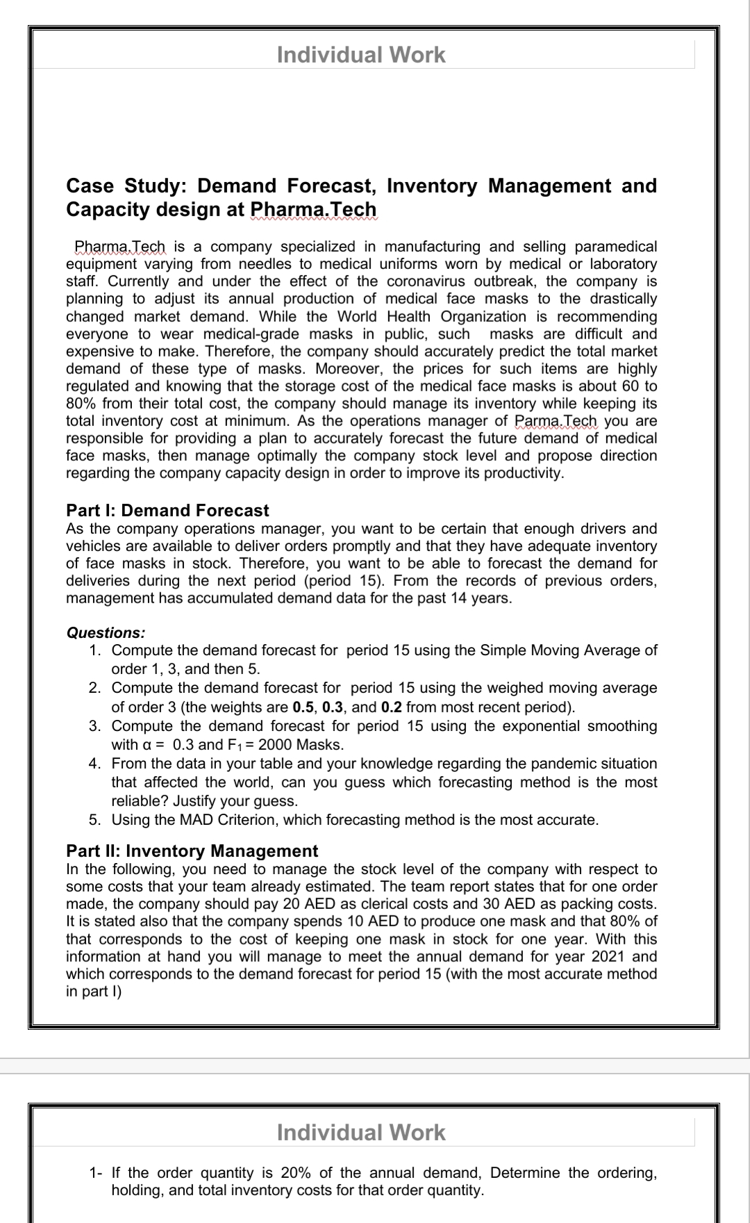 undefined Individual Work Case Study: Demand