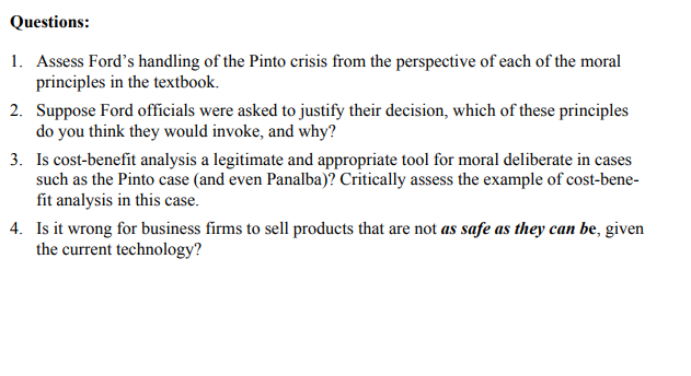 Case 1: The Ford Pinto There was a time when the