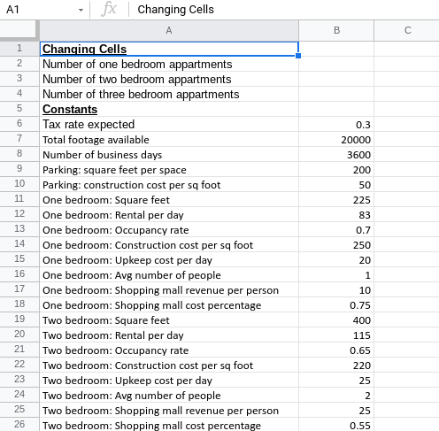 Write the Excel formula for each cell marked with