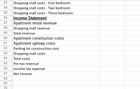 Write the Excel formula for each cell marked with