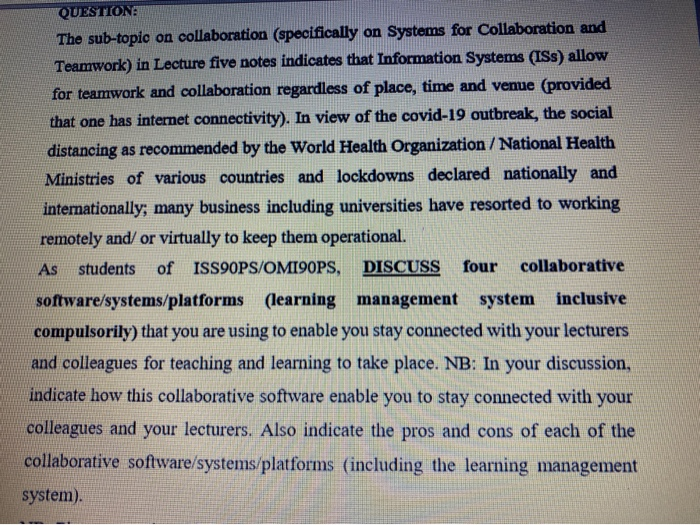 QUESTION: The sub-topic on collaboration