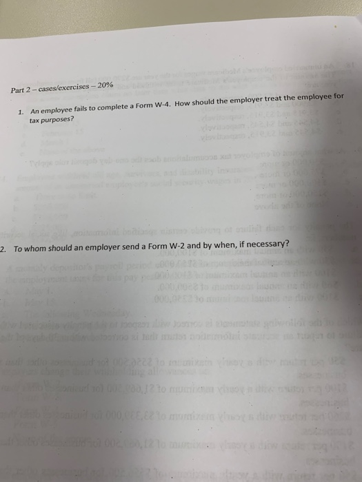 Part 2 - cases/exercises - 20% 1. An employee