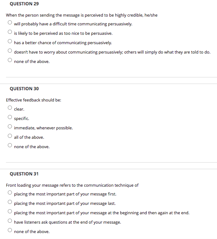 QUESTION 29 When the person sending the message