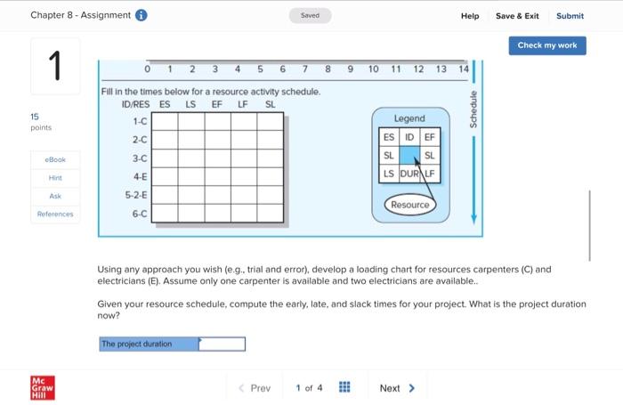 EX8-5 (Static) Given the network plan that...