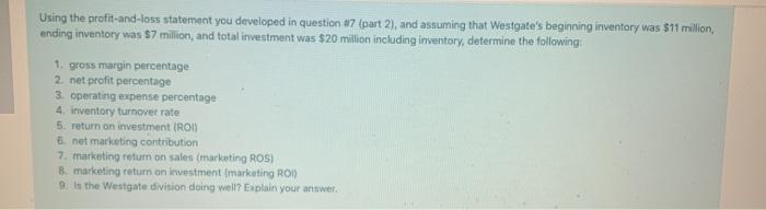 Using the profit-and-loss statement you developed