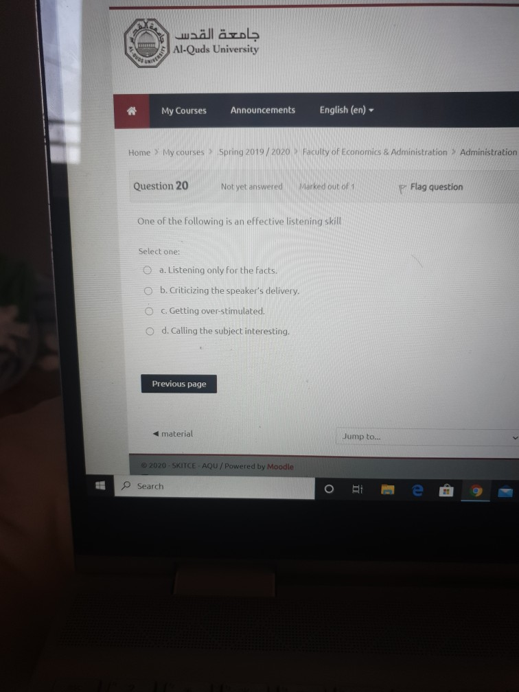 Al-Quds University My Courses Announcements