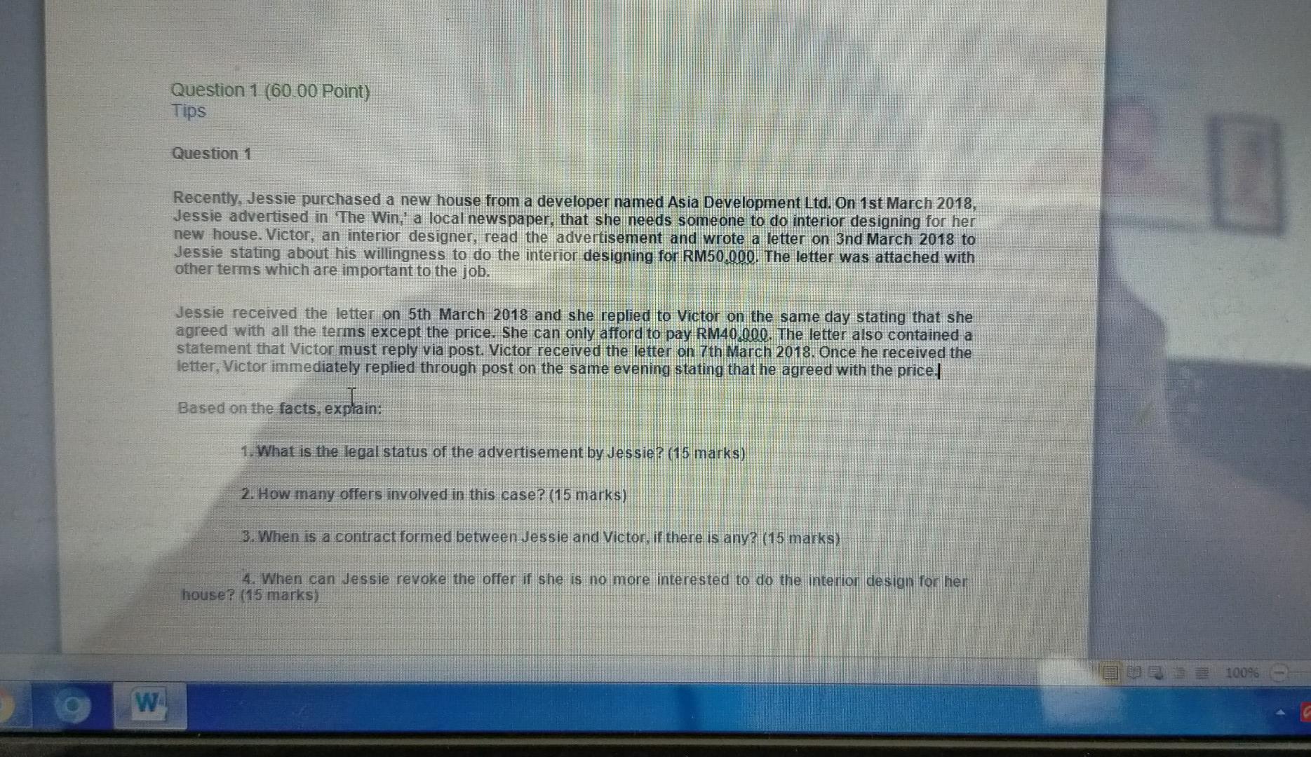 Question 1 (60.00 Point) Tips Question 1